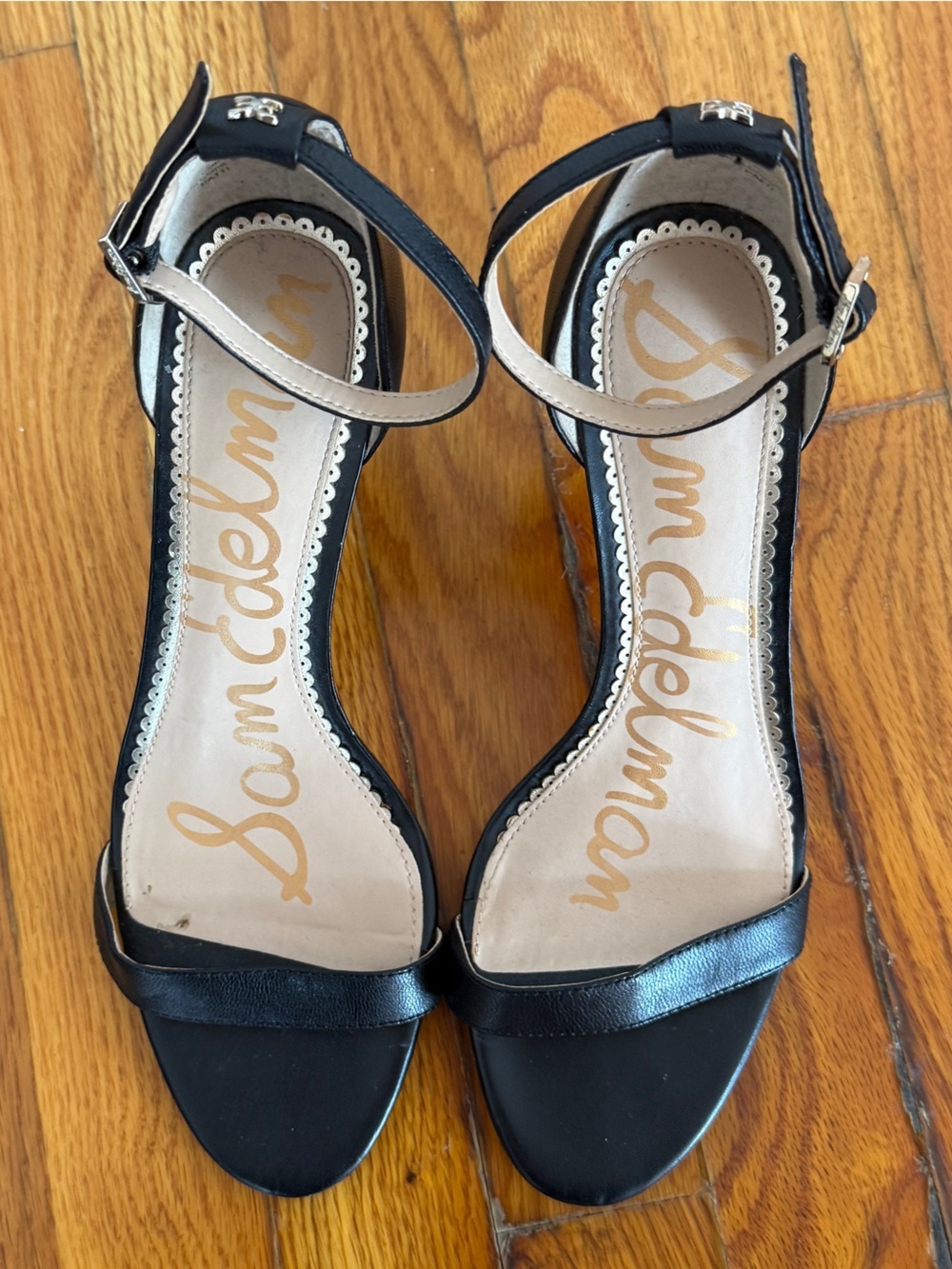SAM EDELMAN Women’s Black Leather Patti Ankle Strap Sandals Size 9